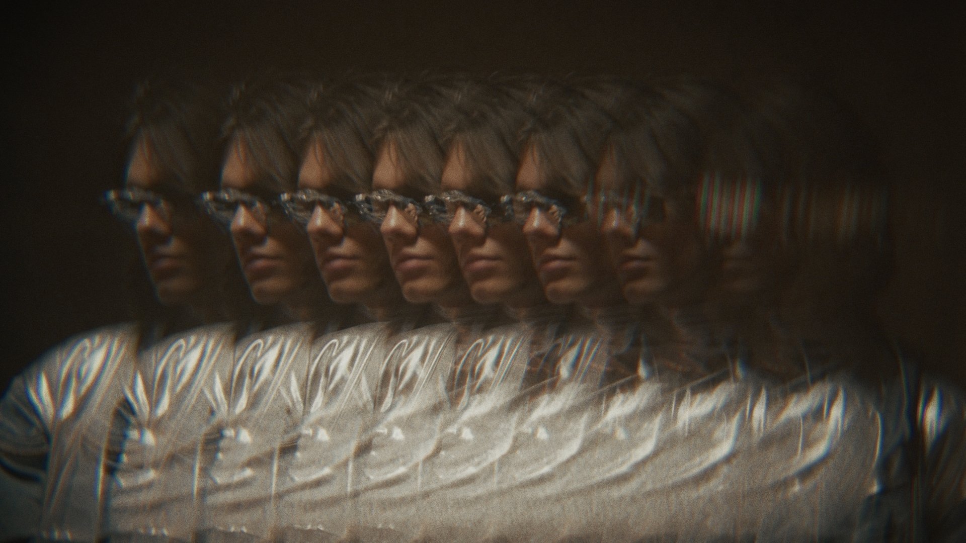 Motion-blurred repeated figure in silver holographic fabric - Wrocław Fashion Week Collections
